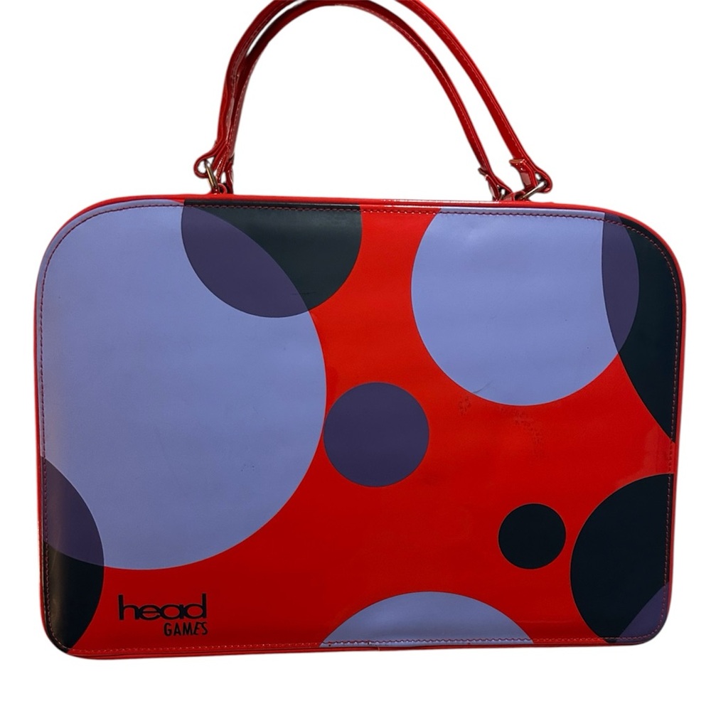 Head Games Retro Mod Polka Dot Red Patent Zipper Cosmetic Bag